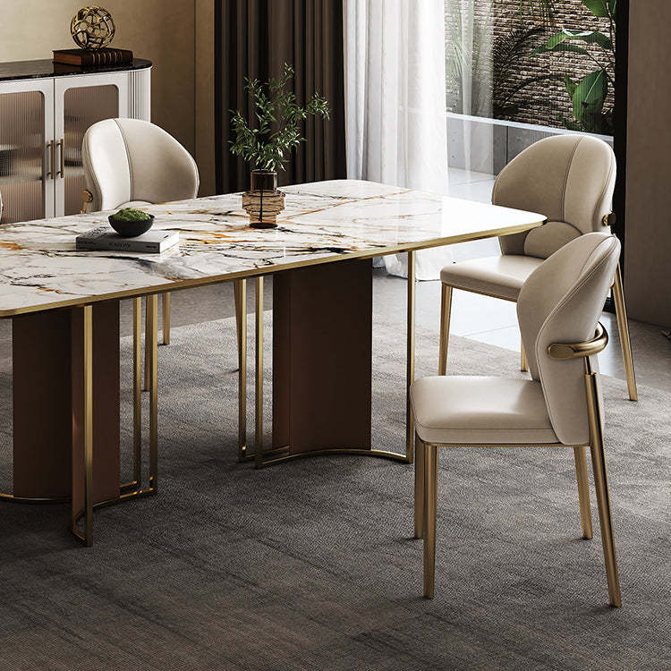 Scandinavian Cowhide Leather Curved Dining Chair