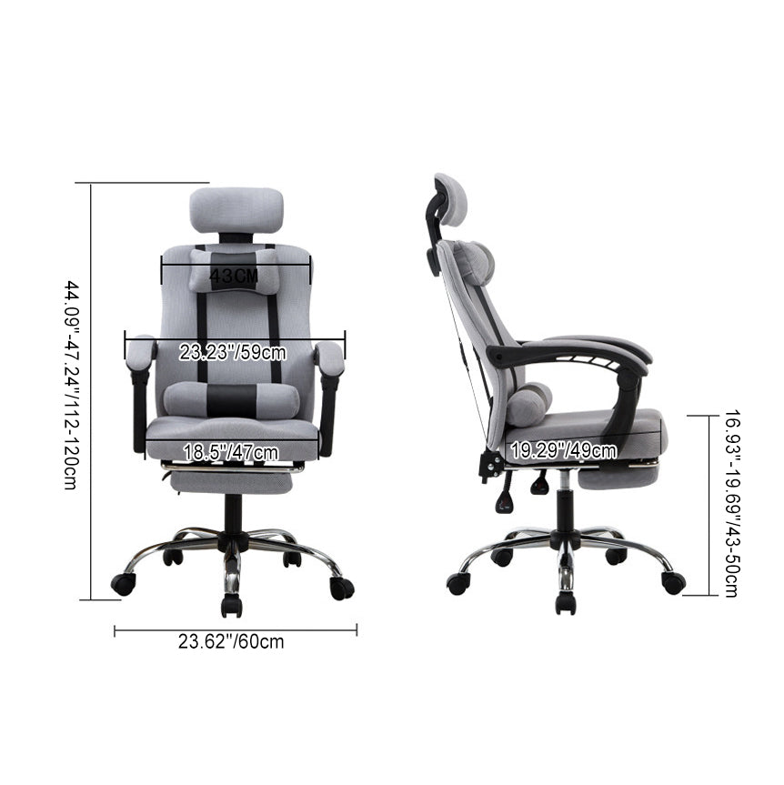 Modern Mesh Steel Adjustable Desk Chair — With Footrest / Red