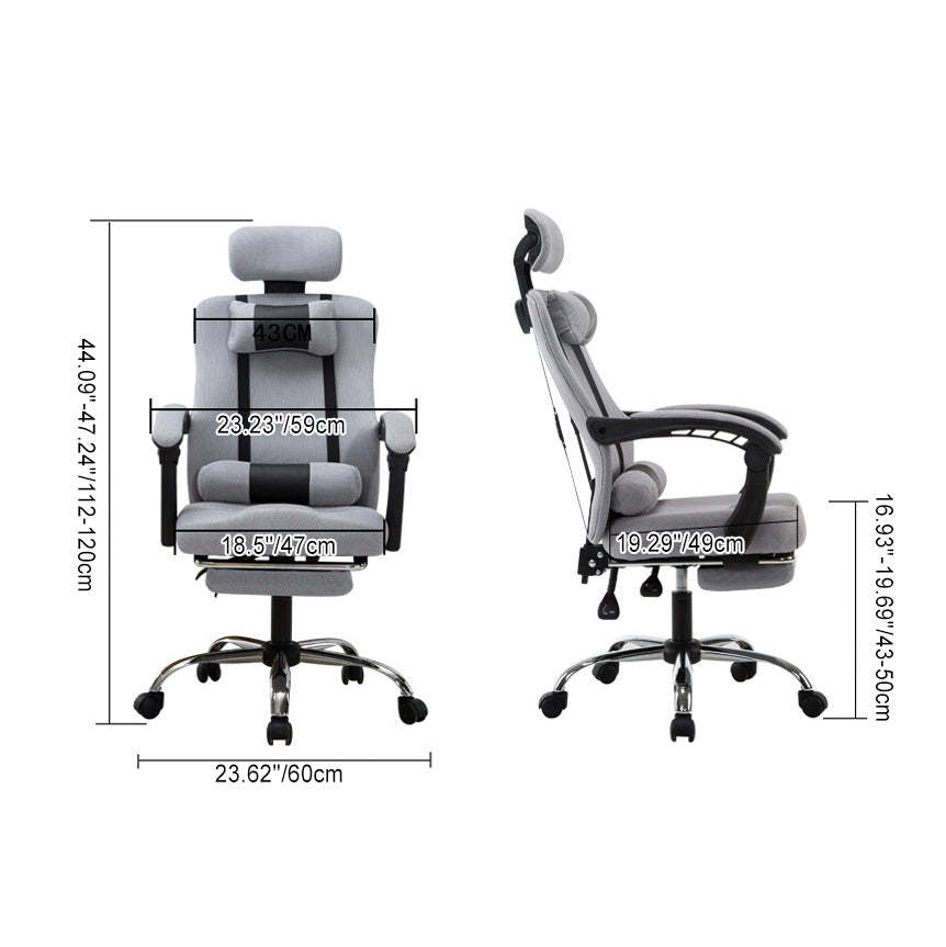 Modern Mesh Steel Adjustable Desk Chair — With Footrest / Red