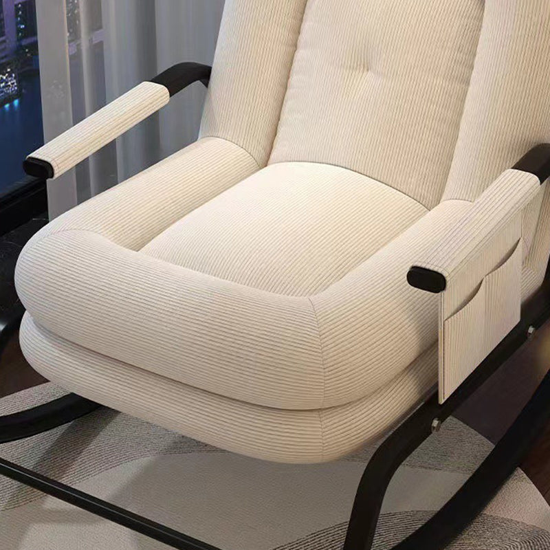 Nordic Corduroy Leather Metal Square Rocking Chair