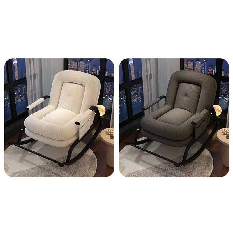 Nordic Corduroy Leather Metal Square Rocking Chair