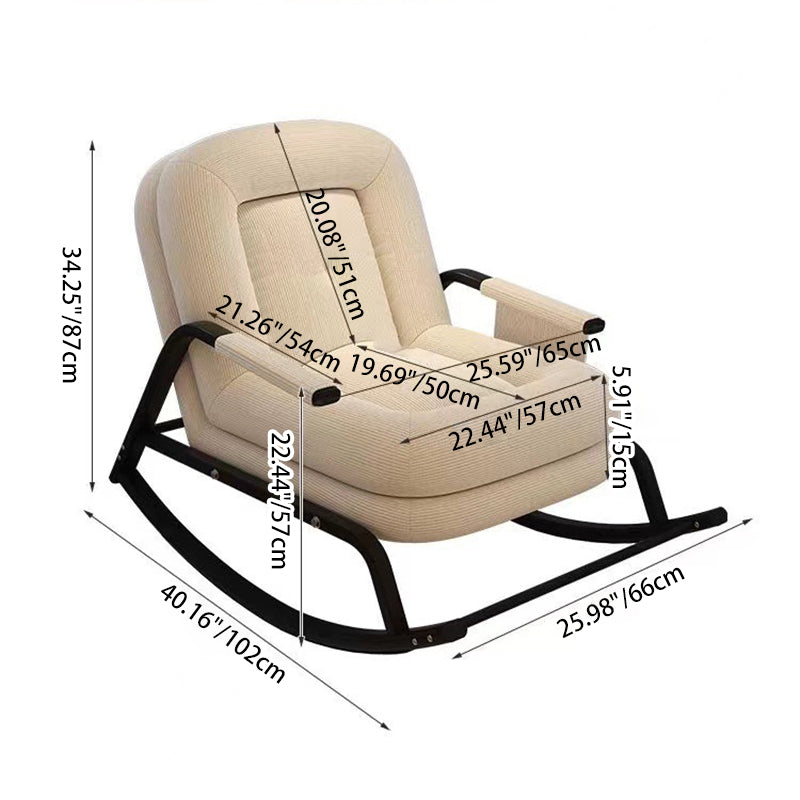 Nordic Corduroy Leather Metal Square Rocking Chair