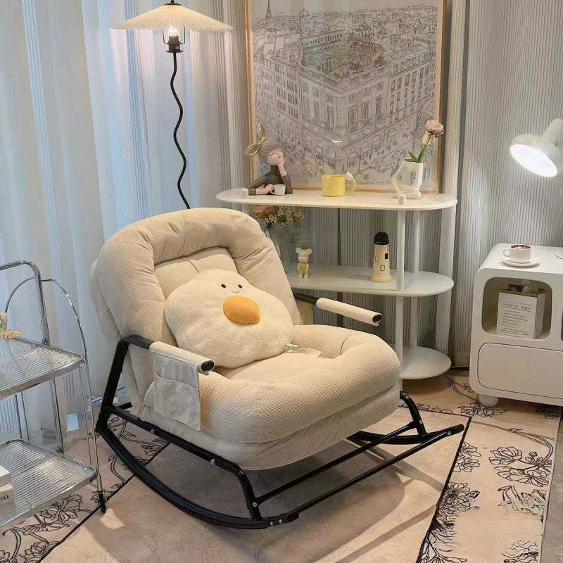Nordic Corduroy Leather Metal Square Rocking Chair