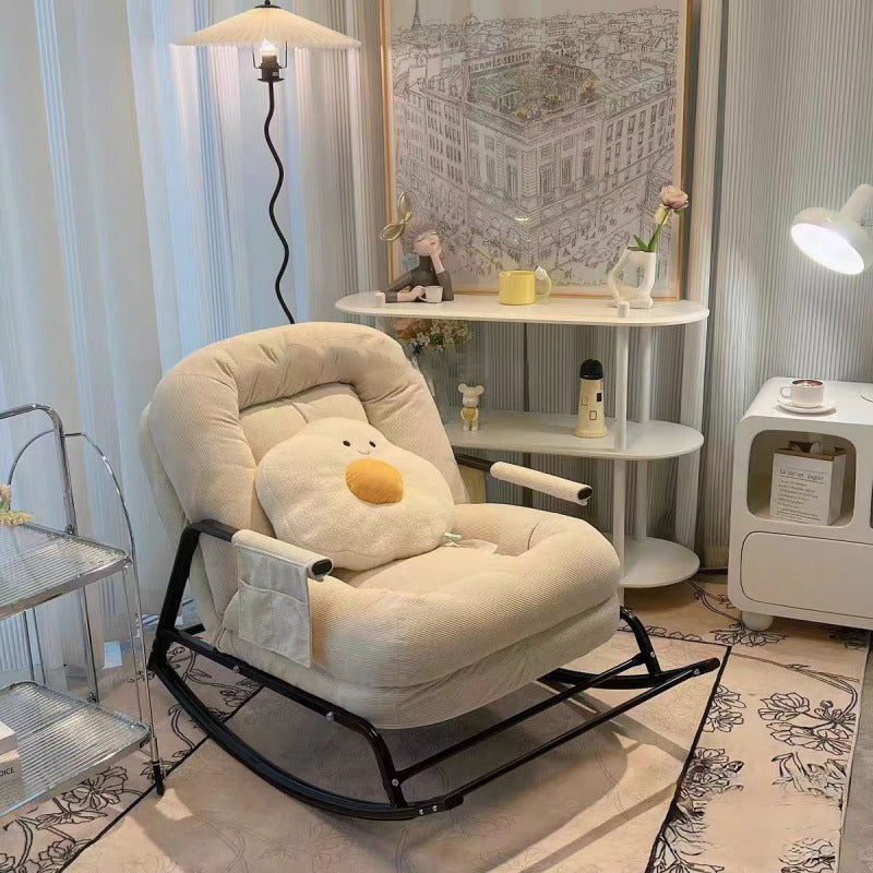 Nordic Corduroy Leather Metal Rocking Chair