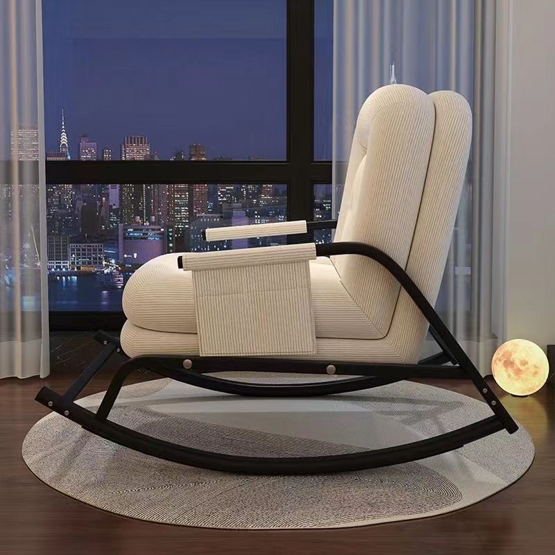 Nordic Corduroy Leather Metal Square Rocking Chair
