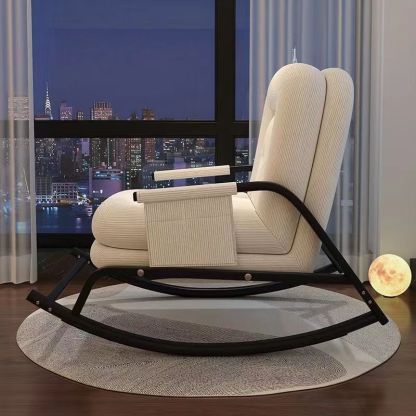 Nordic Corduroy Leather Metal Square Rocking Chair