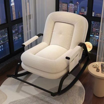 Nordic Corduroy Leather Metal Rocking Chair