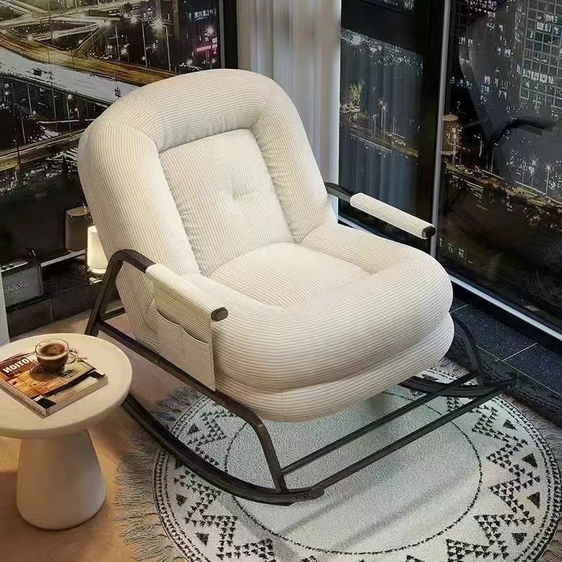 Nordic Corduroy Leather Metal Rocking Chair