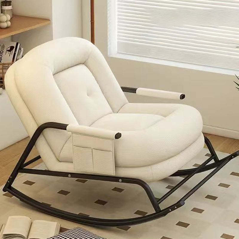 Nordic rocking corduroy gray rocking chairs — Genuine Leather / White