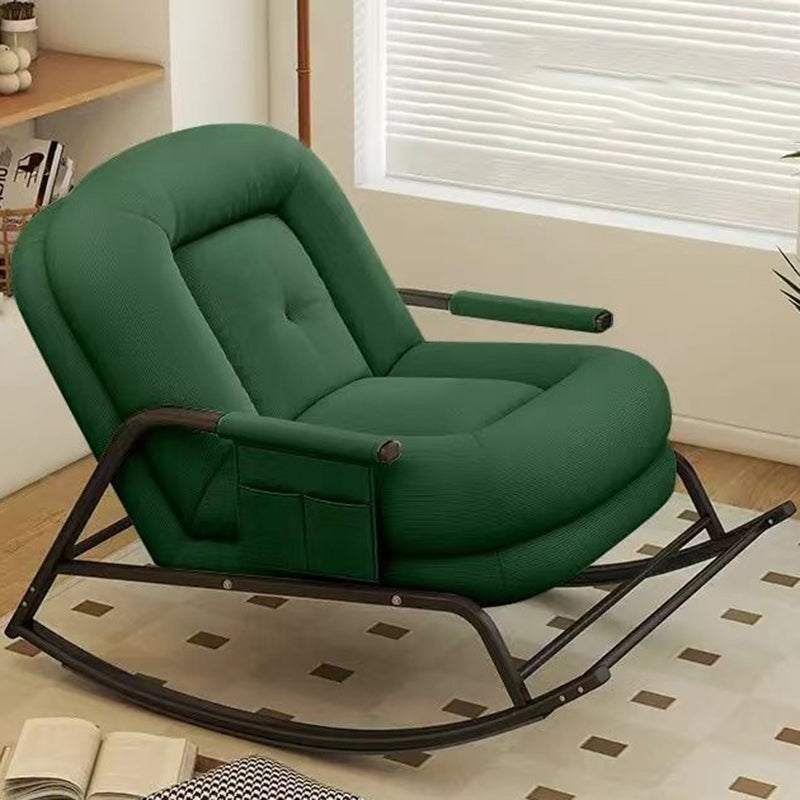 Nordic Corduroy Leather Metal Square Rocking Chair