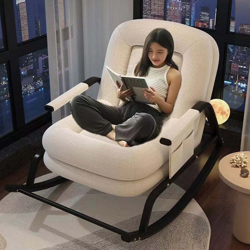 Nordic Corduroy Leather Metal Square Rocking Chair