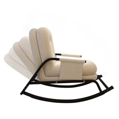 Nordic Corduroy Leather Metal Square Rocking Chair