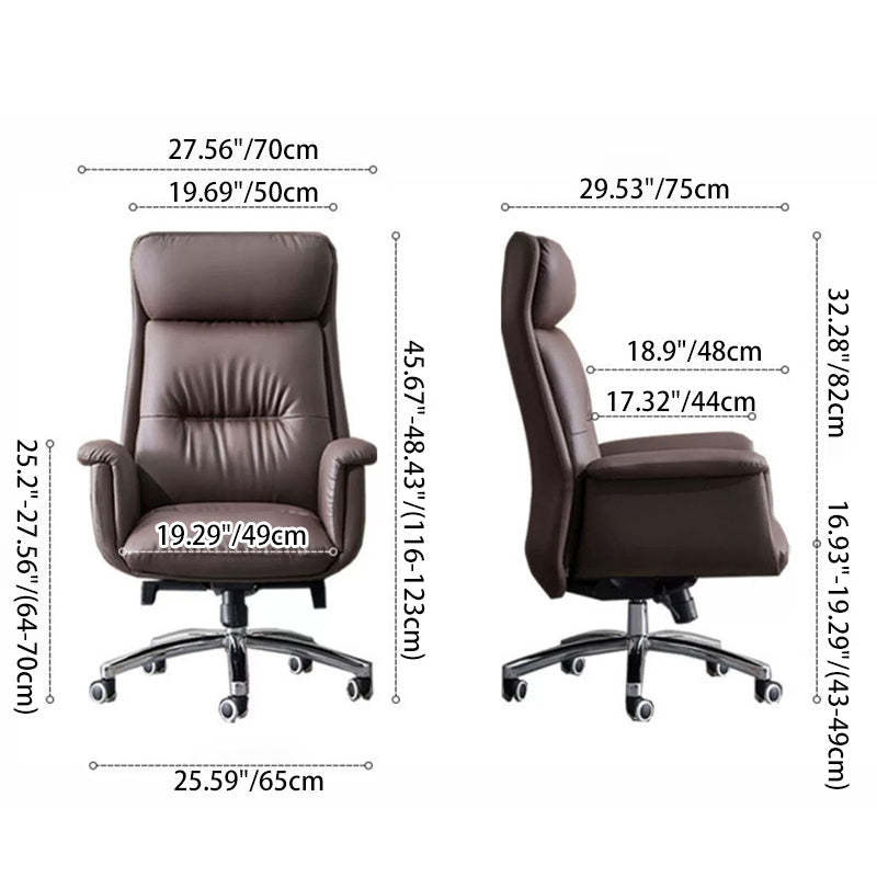 Minimalist Leather Cotton Reclining Desk Chair with Headrest