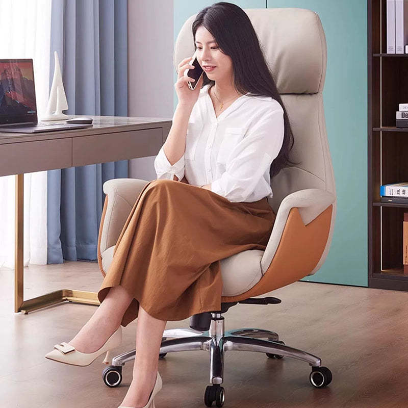 Modern Microfiber Leather Cowhide Liftable Desk Chair