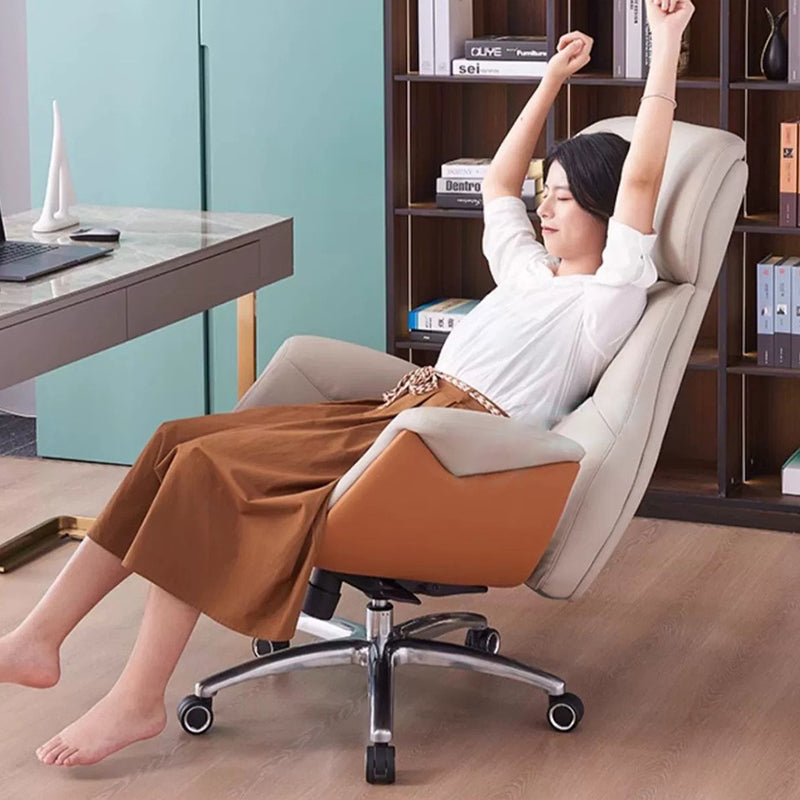 Modern Microfiber Leather Cowhide Liftable Desk Chair