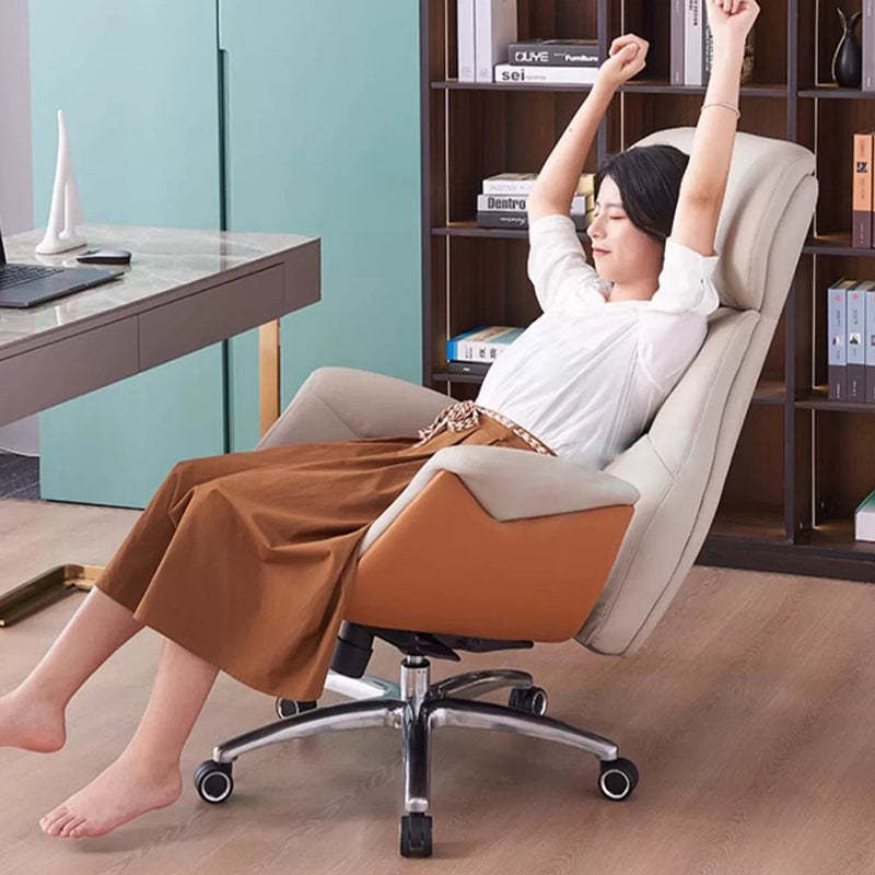 Modern Microfiber Leather Cowhide Liftable Desk Chair