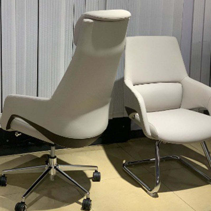 Modern Silicone Leather Reclining Desk Chair — A / White