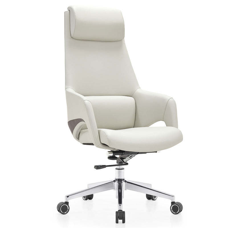 Modern Silicone Leather Reclining Desk Chair — B / White