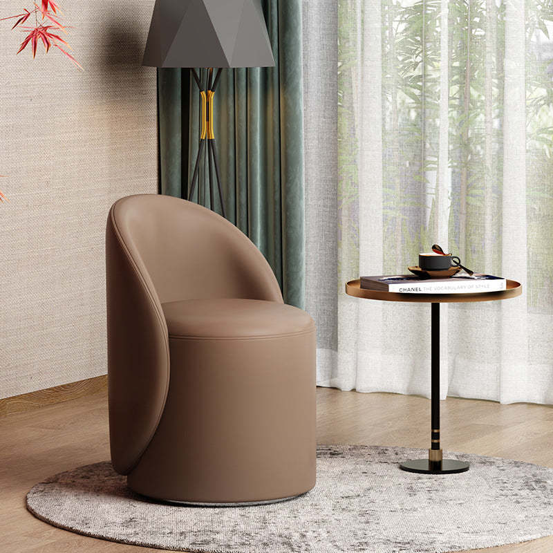 Modern Lambswool Leather Wood Swivel Vanity Stool with Back