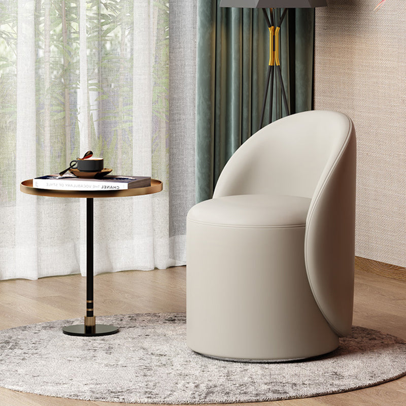 Modern Lambswool Leather Wood Swivel Vanity Stool with Back