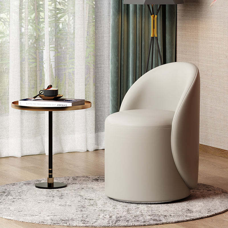 Modern Lambswool Leather Wood Swivel Vanity Stool with Back