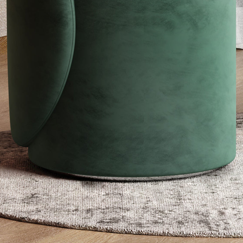 Modern Lambswool Leather Wood Swivel Vanity Stool with Back — Swivel / Leather - Green