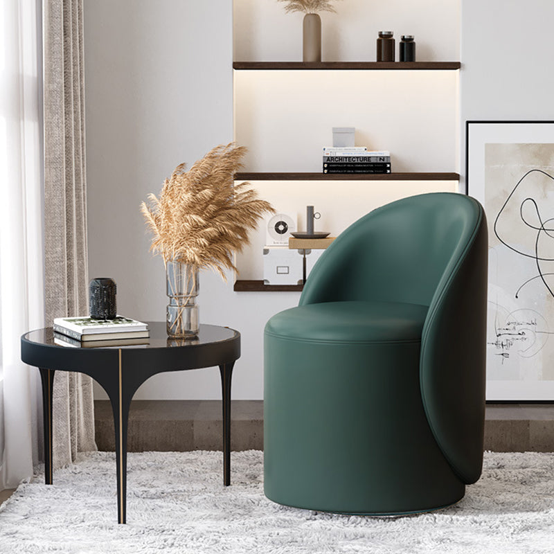 Modern Lambswool Leather Wood Swivel Vanity Stool with Back