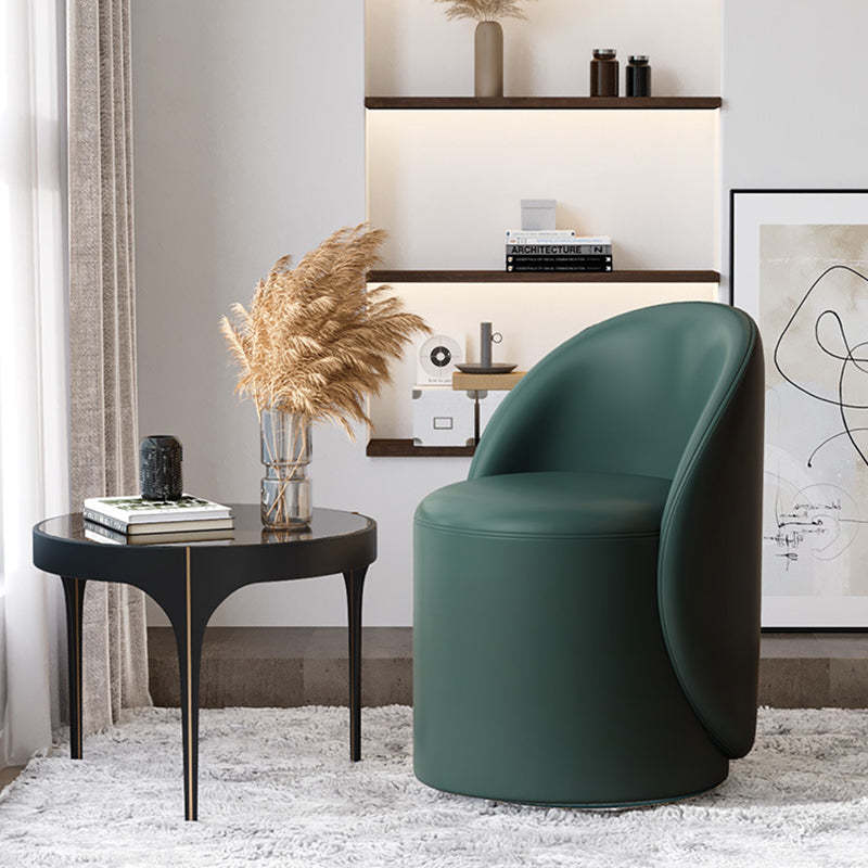Modern Lambswool Leather Wood Swivel Vanity Stool with Back