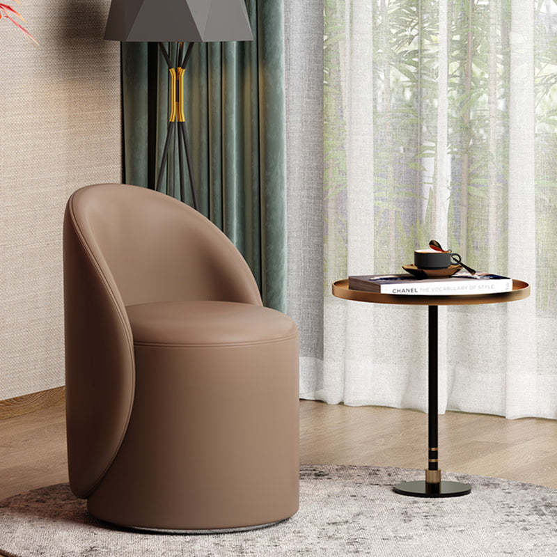 Modern Lambswool Leather Wood Swivel Vanity Stool with Back