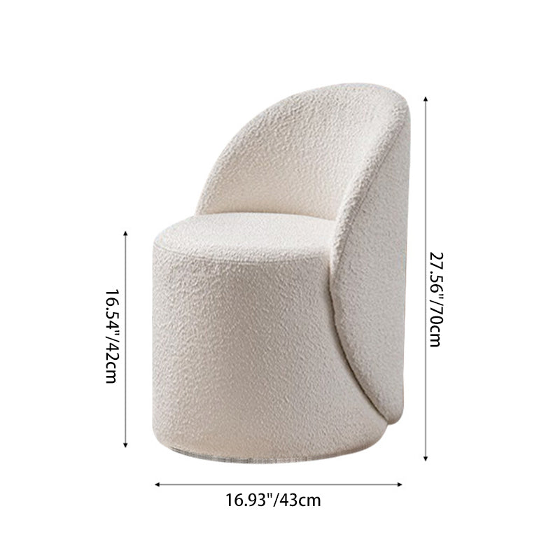 Modern Lambswool Leather Wood Swivel Vanity Stool with Back — Swivel / Fleece - Brick Red
