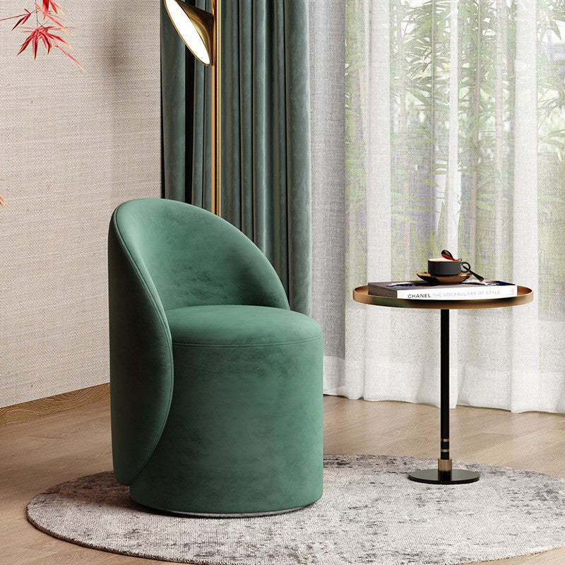 Modern Lambswool Leather Wood Swivel Vanity Stool with Back