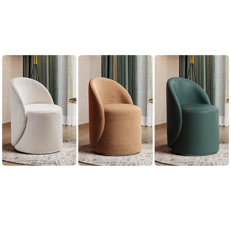 Modern Lambswool Leather Wood Swivel Vanity Stool with Back
