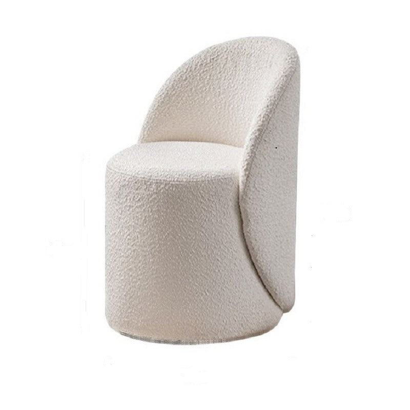Modern Lambswool Leather Wood Swivel Vanity Stool with Back