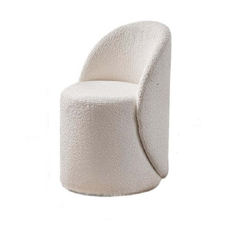 Modern Lambswool Leather Wood Swivel Vanity Stool with Back