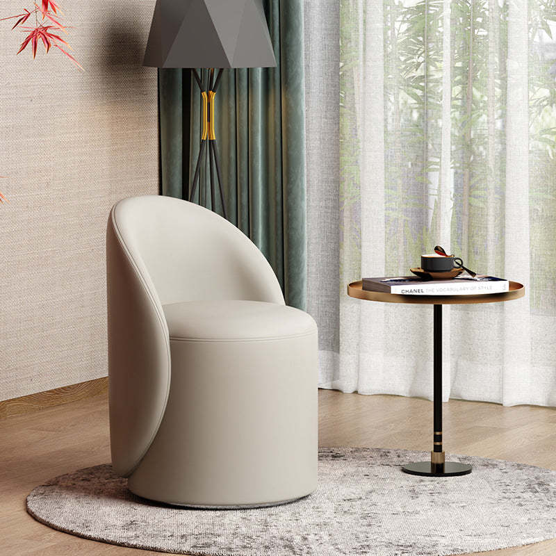 Modern Lambswool Leather Wood Swivel Vanity Stool with Back