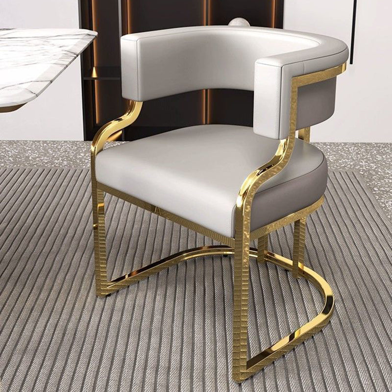 Modern Curved Leather Oval Accent Chair