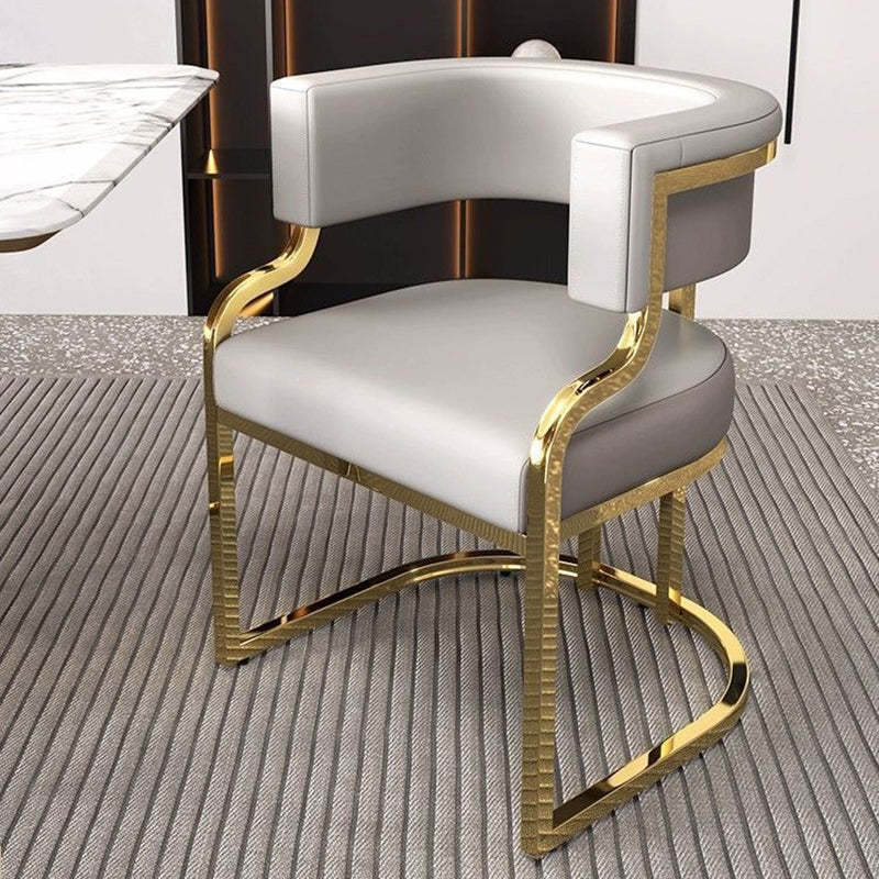 Modern Curved Leather Oval Accent Chair