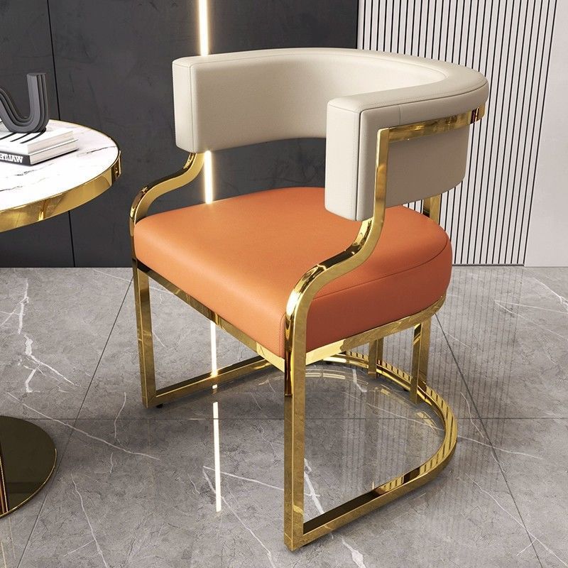 Modern Curved Leather Oval Accent Chair