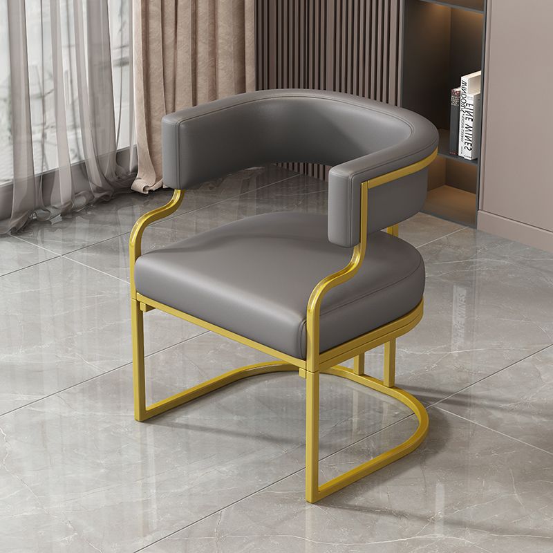 Modern Curved Leather Oval Accent Chair — Latex / White
