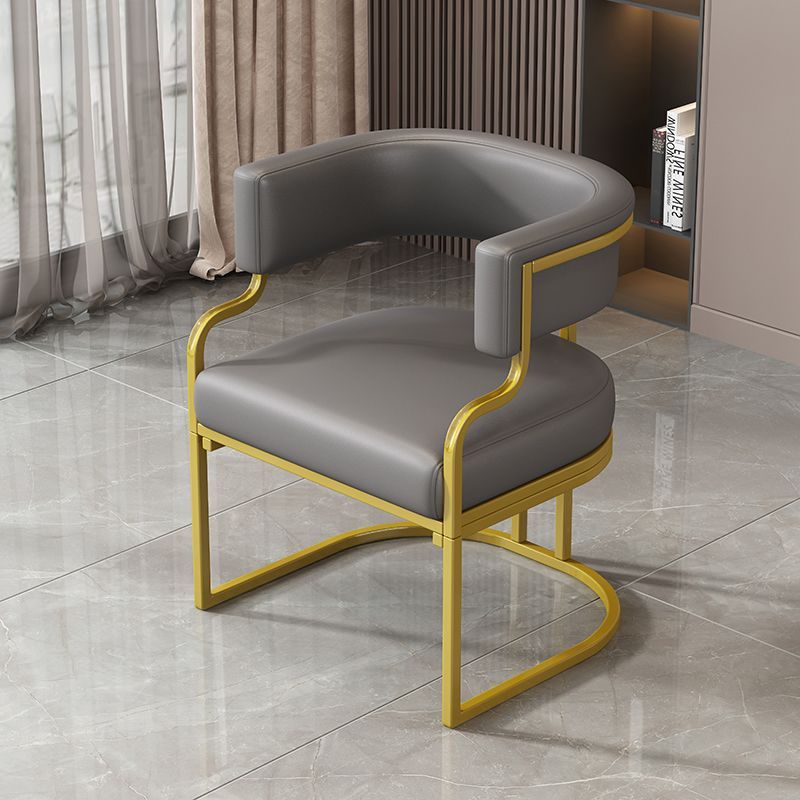 Modern Curved Leather Oval Accent Chair — Latex / White