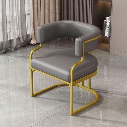 Modern Curved Leather Oval Accent Chair — Latex / White