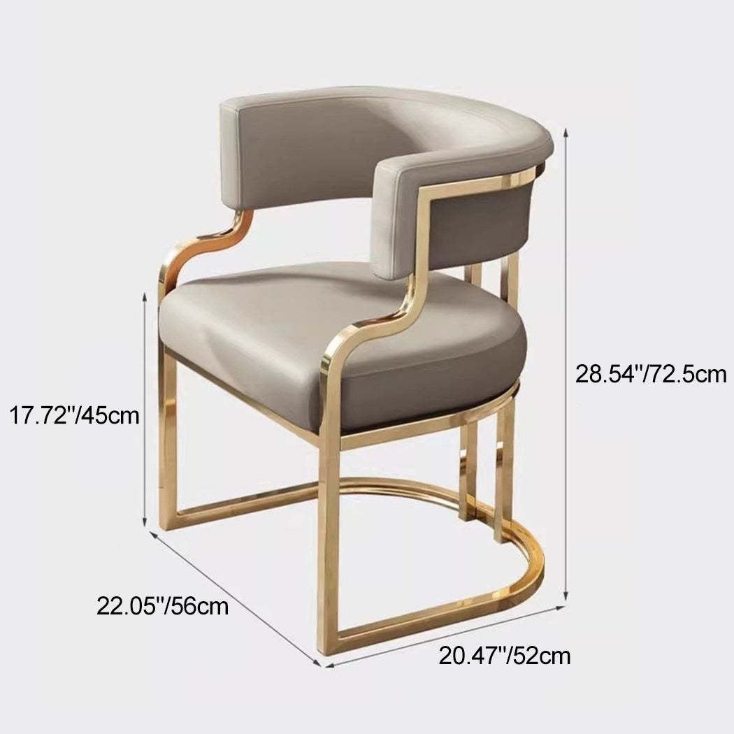 Modern Curved Leather Oval Accent Chair — Latex / Brown