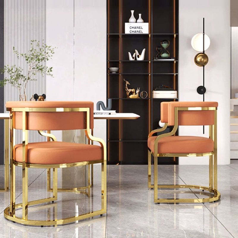 Modern Curved Leather Oval Accent Chair