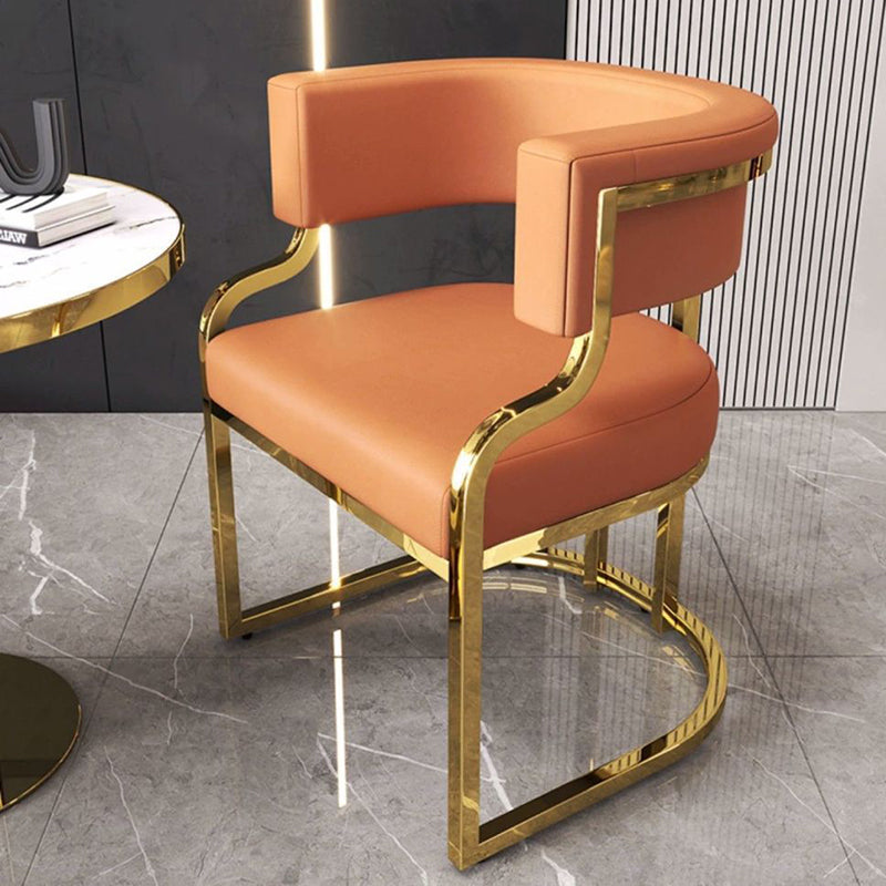 Modern Curved Leather Oval Accent Chair — Latex / Gray