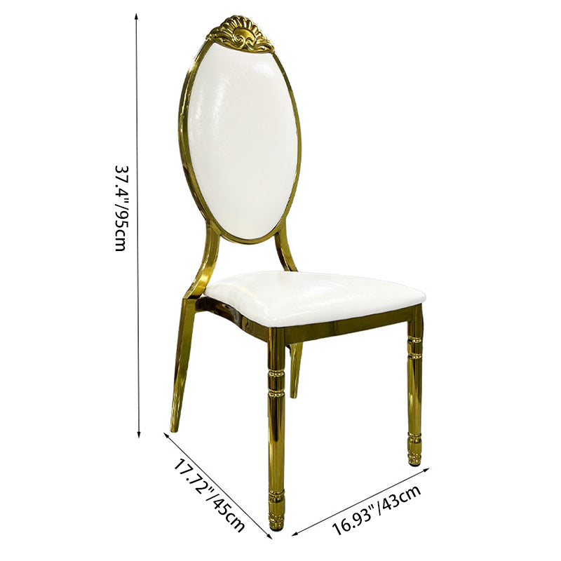 European Waxed Leather Steel Carved Dining Chair