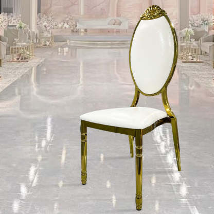 European Waxed Leather Steel Carved Dining Chair