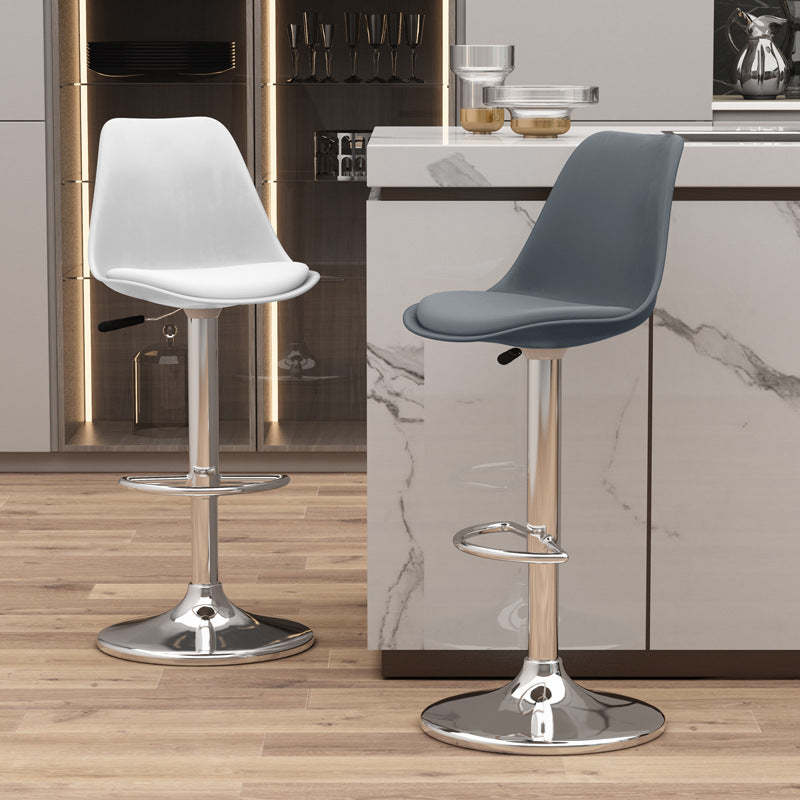 Minimalist Metal Plastic Leather Swivel Liftable Bar Stool — Without Footrest / Orange
