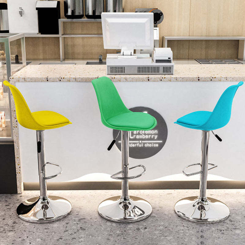 Minimalist Metal Plastic Leather Swivel Liftable Bar Stool — Without Footrest / Yellow