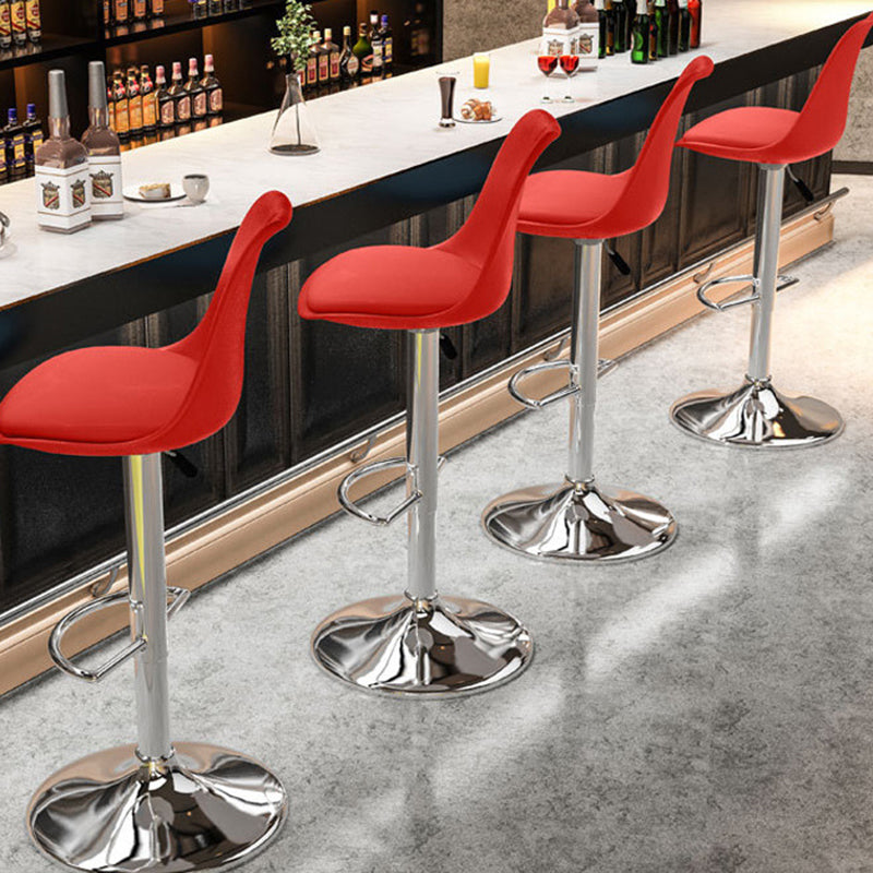 Minimalist Metal Plastic Leather Swivel Liftable Bar Stool — Without Footrest / White
