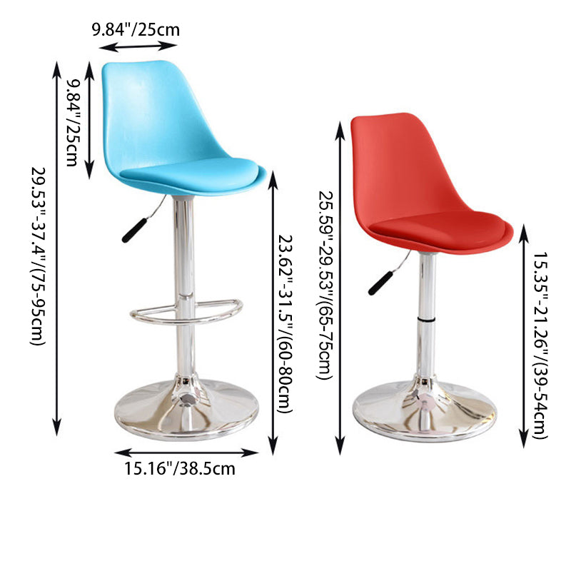 Minimalist Metal Plastic Leather Swivel Liftable Bar Stool — Without Footrest / Gray